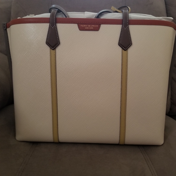 TORY BURCH COLOR BLOCK PERRY TRIPLE COMPARTMENT TOTE - Picture 2 of 14